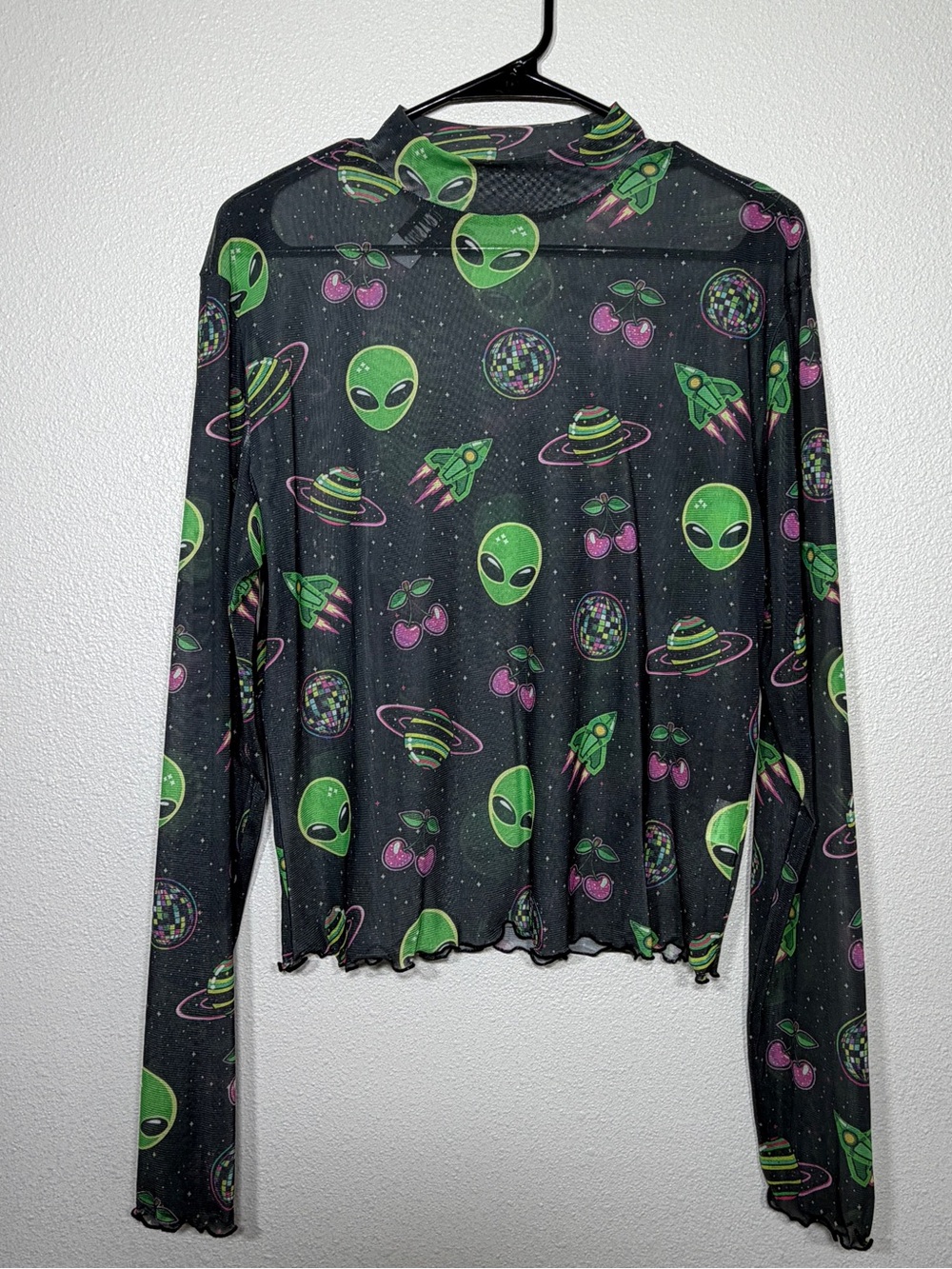 WKND Chasers 2XL Cosmic Crush Alien Mesh Top Space Cherry Rocket Sheer